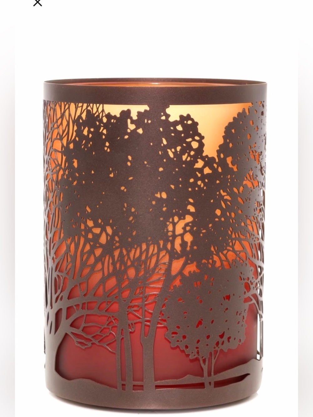 Yankee Candle Ombre Trees Metal and Glass Large Jar Candle Holder in a bronze
